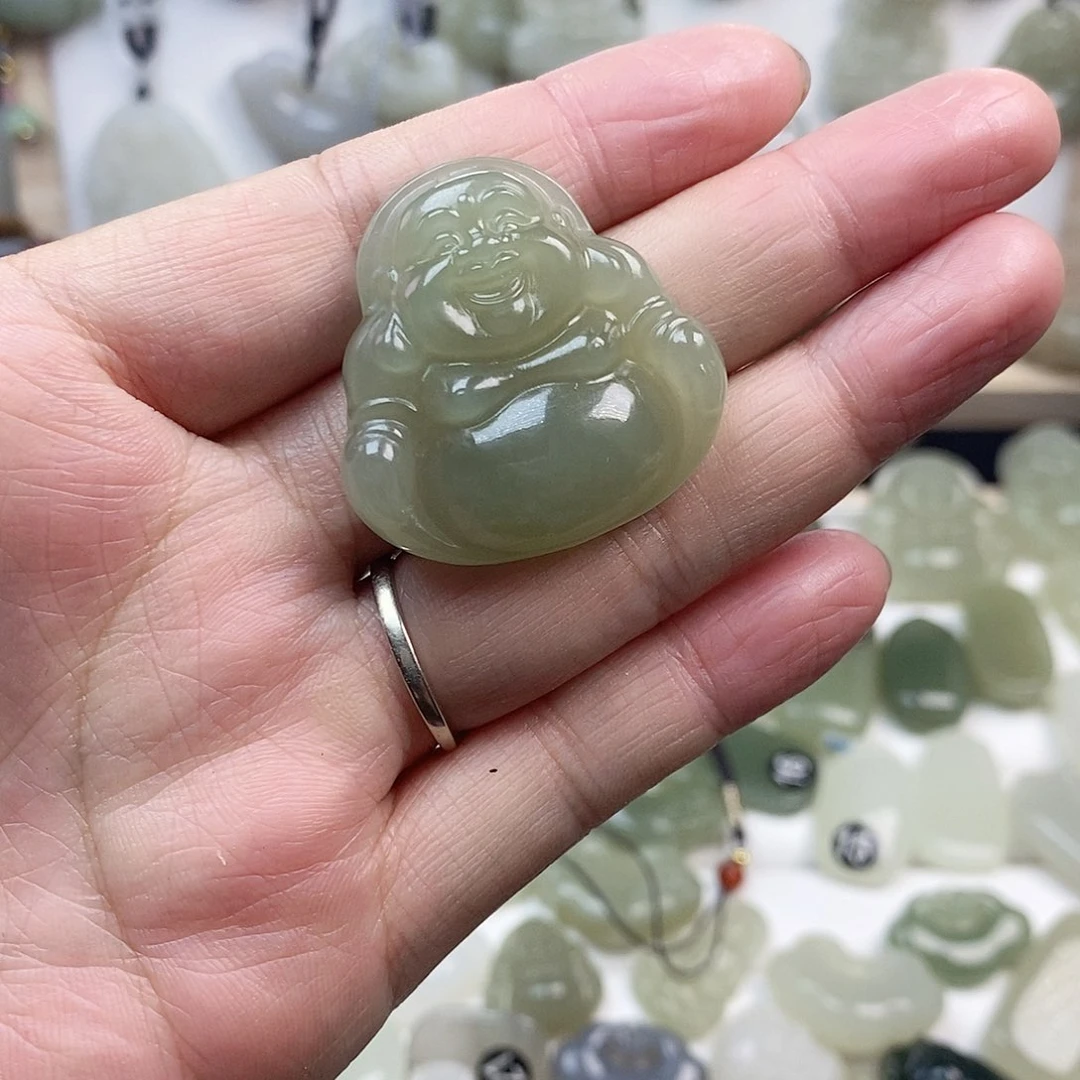 和田玉未镶嵌颈饰橘*.佛公1001