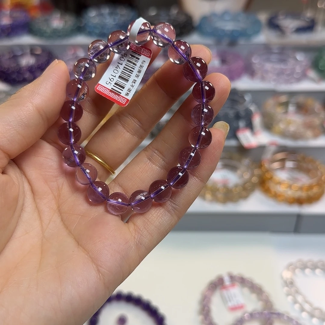 小***方水晶手链未镶嵌195紫水9mm