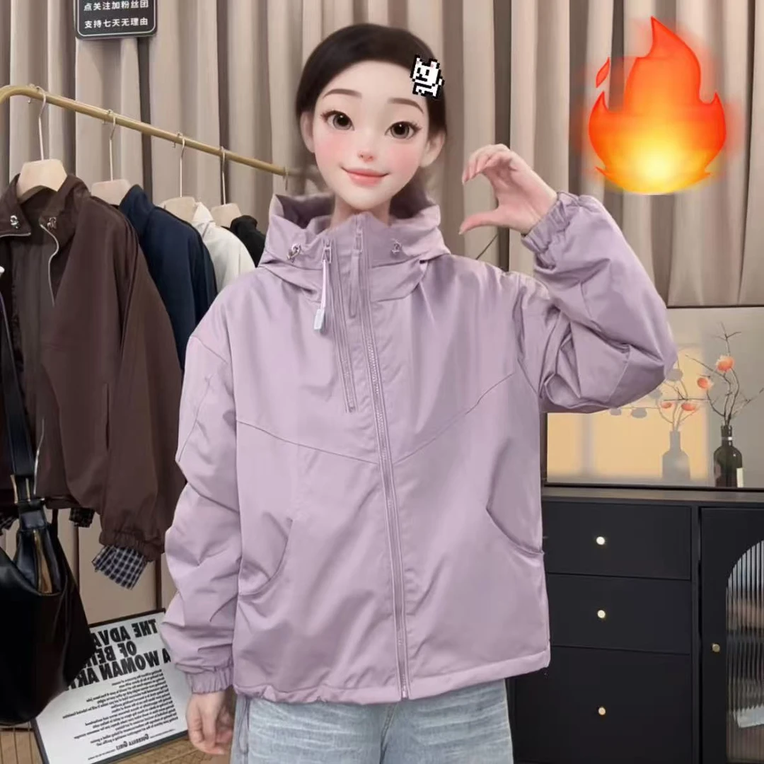 加绒加厚棉服女秋冬季外套运动2025新款爆款洋气夹克女棉服上衣