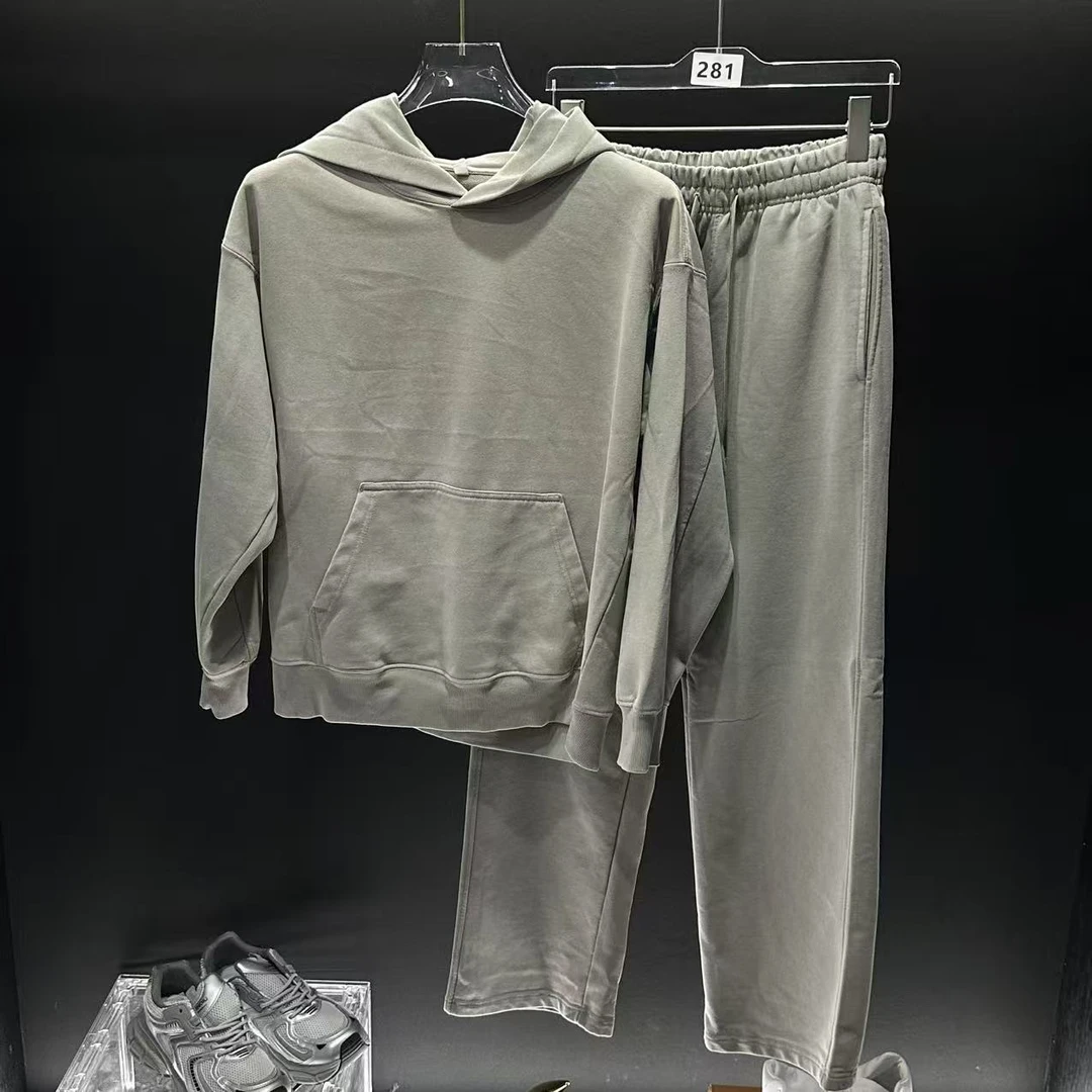 男士中腰中长款450g高克重卫衣休闲运动套装休闲百搭秋季纯色