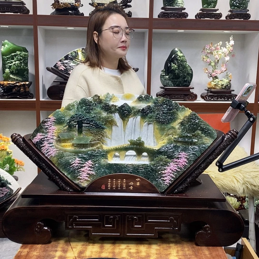 曹***丽玉山水摆件 玄关摆件