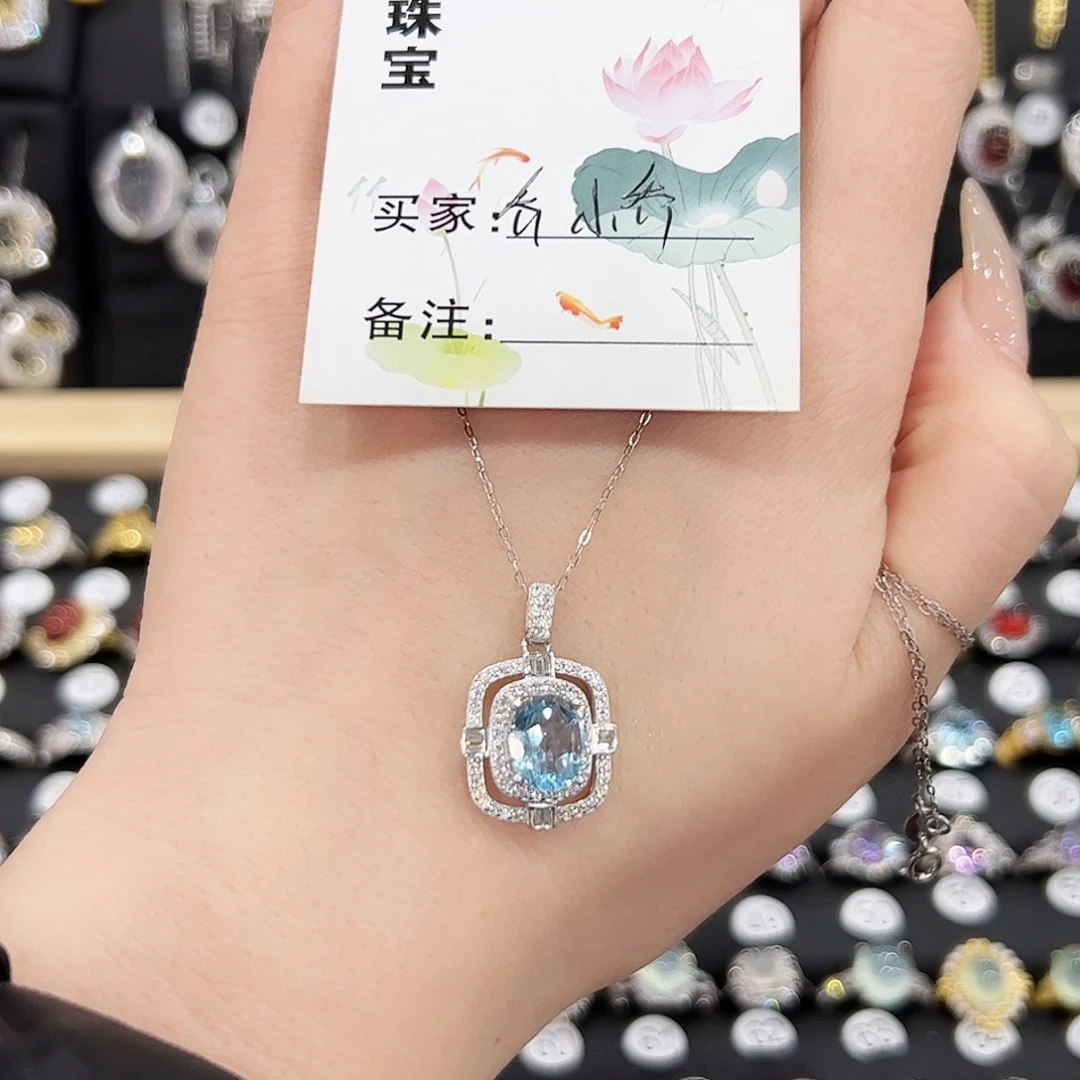 托帕石颈饰银S925镶嵌吊坠