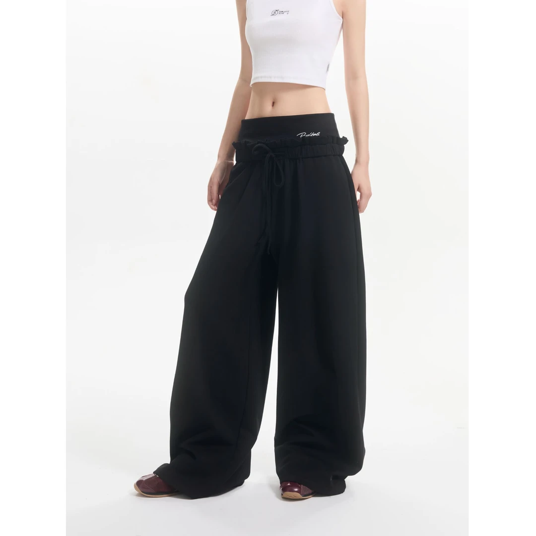 F426秋季新款花边阔腿休闲裤 7293