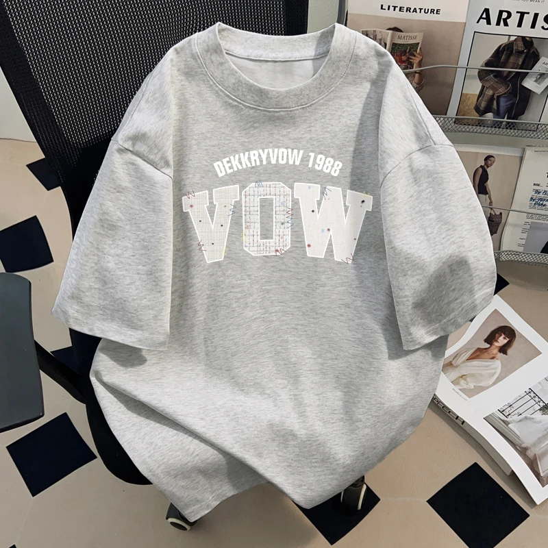 jtrt美式字母印花重磅纯棉圆领宽松休闲短袖男女夏季潮牌ins上衣