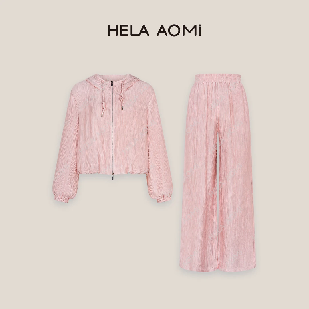 HELAAOMI“三宅套装”拉链款显瘦百搭通勤轻奢风休闲套装CY5AX00123