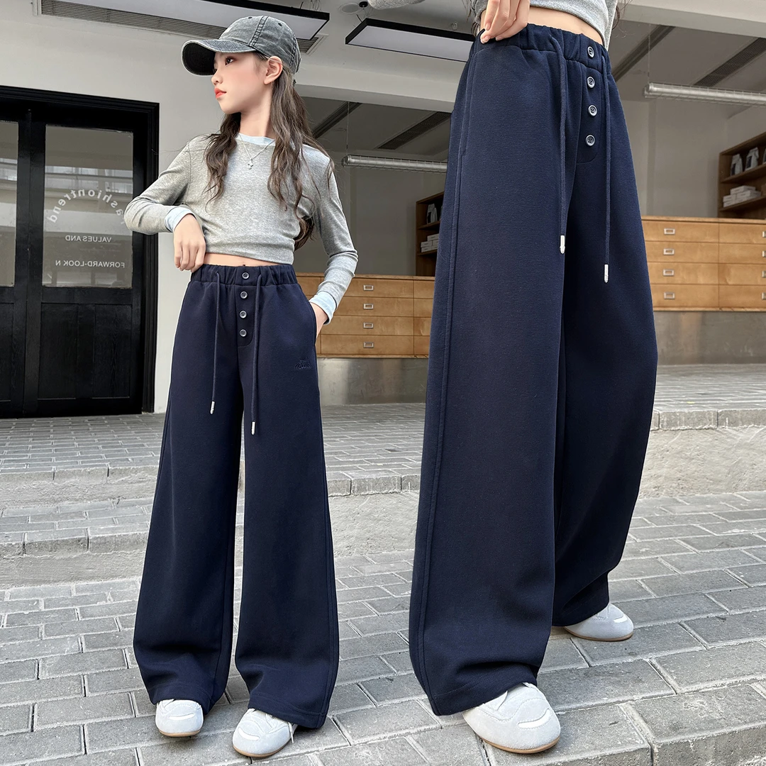 女童裤子春秋款2025新款儿童洋气卫裤休闲裤中大童秋季直筒阔腿裤