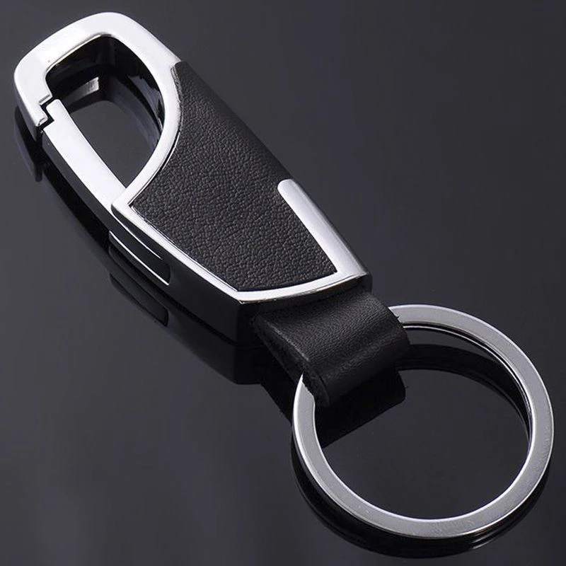 高档金属牛皮汽车钥匙扣男士真皮腰挂链挂件