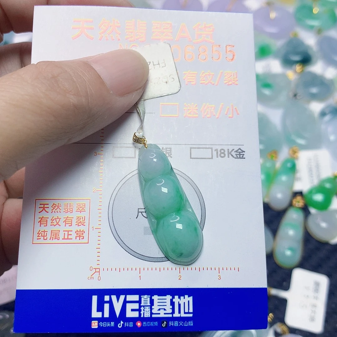 翡翠18K金镶嵌颈饰豆子