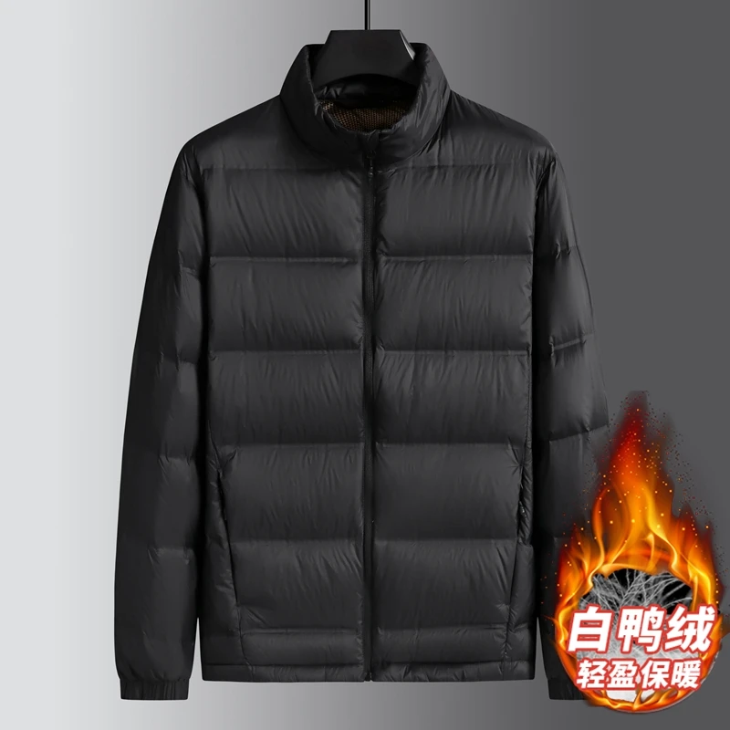 冬季大码男款羽绒服轻薄款男士短款休闲保暖立领白鸭绒男士羽绒服