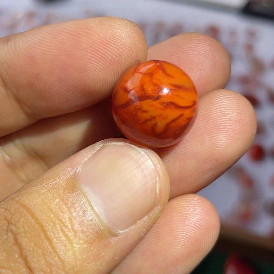 未镶嵌皮皮纹15mm单珠南红玛瑙