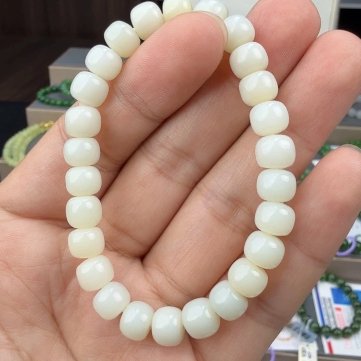 手串未镶嵌和田玉白玉骨珠手串
