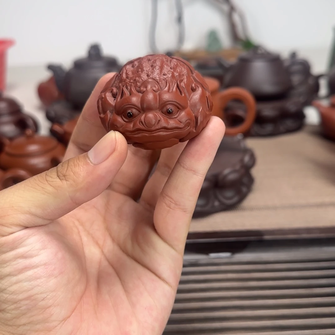 紫砂壶朱泥金蟾茶宠