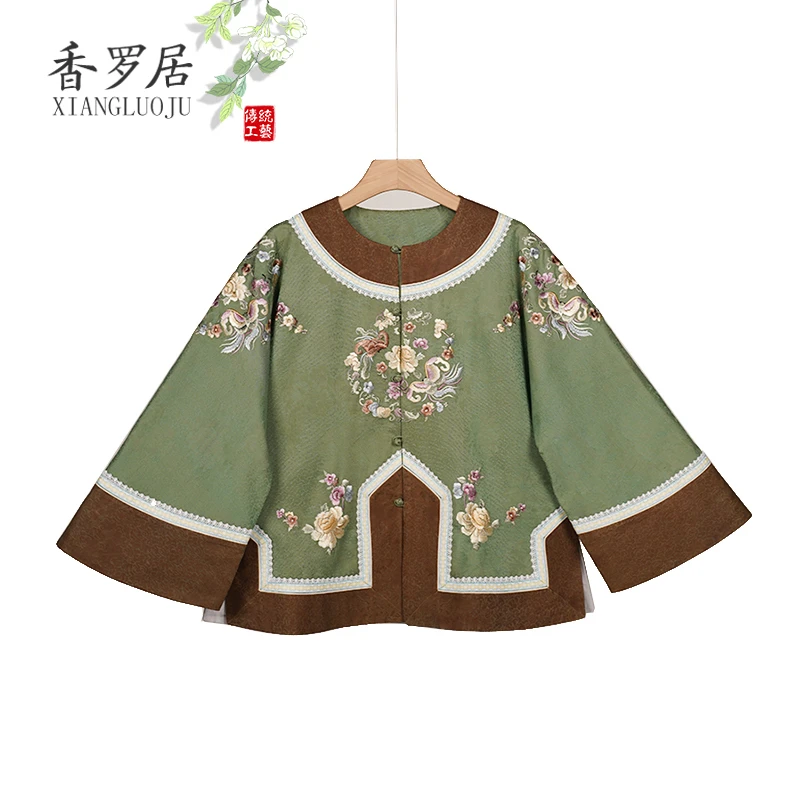 【锦簇】复古新中式香云纱桑蚕丝重工提花中国风民族风对襟上衣