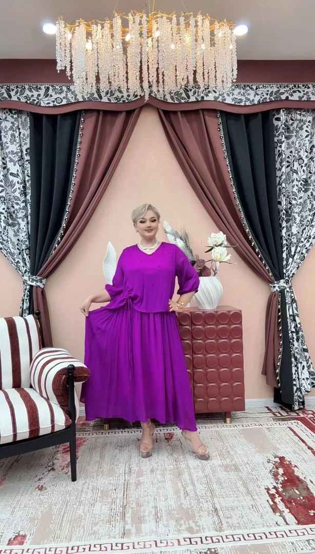 【A035】时尚新款民族风迪拜土耳其重工服饰紫色长款手工连衣裙