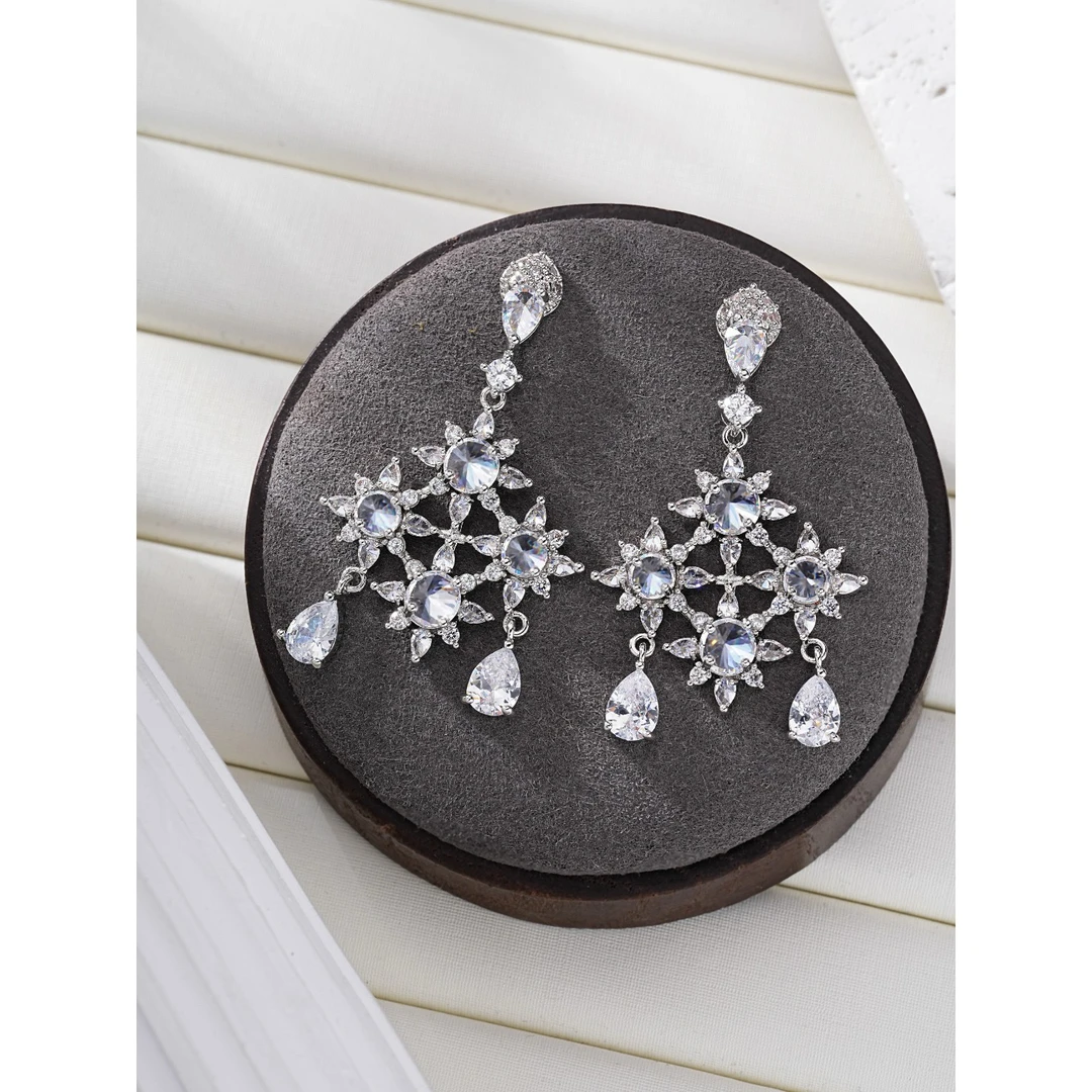 合金合成锆石耳饰 1910高级轻奢时尚百搭流苏耳环