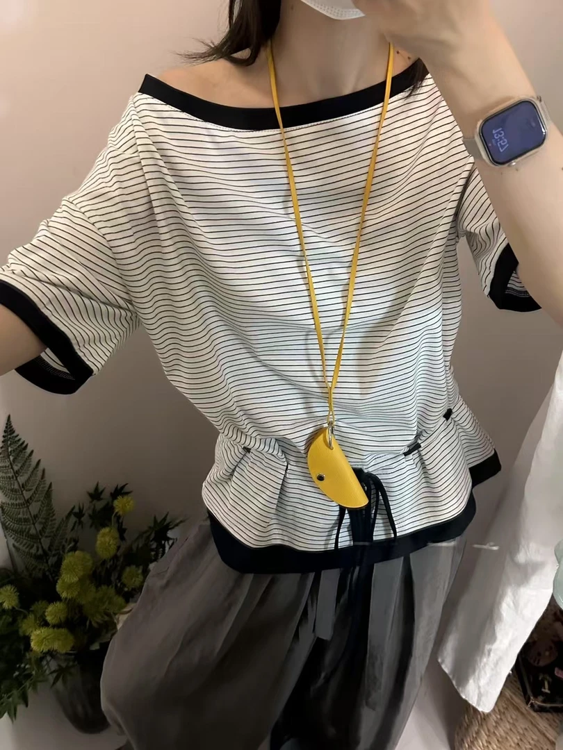 1514女装夏季新品休闲百搭条纹短袖T恤