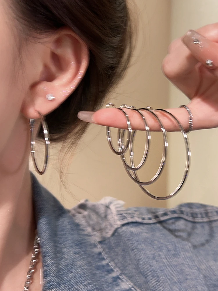 铜合金耳饰 复古千禧风素圈耳环韩系百搭个性夸张耳饰气质3223