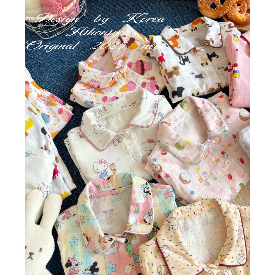 Q【棉纱家居服】二Hihoniya~2025秋季亲子卡通动物翻领亲肤家居服