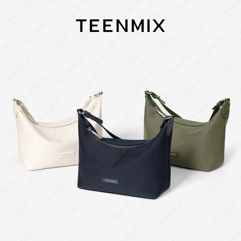 天美意2025新款托特包大容量拉链包织物单肩包运动春夏健身hobo包