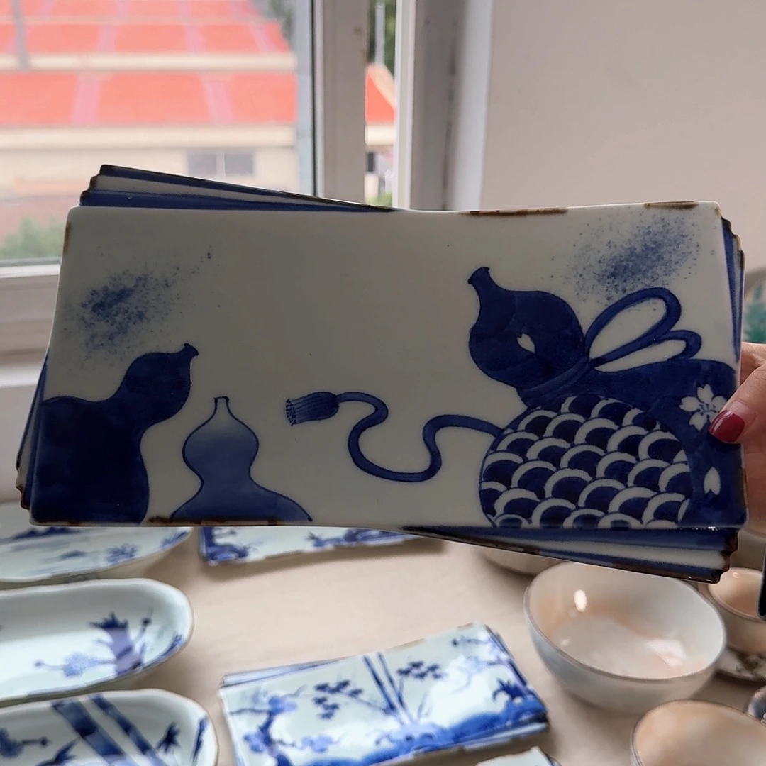 瓷片伊万里烧27厘米长角盘葫芦