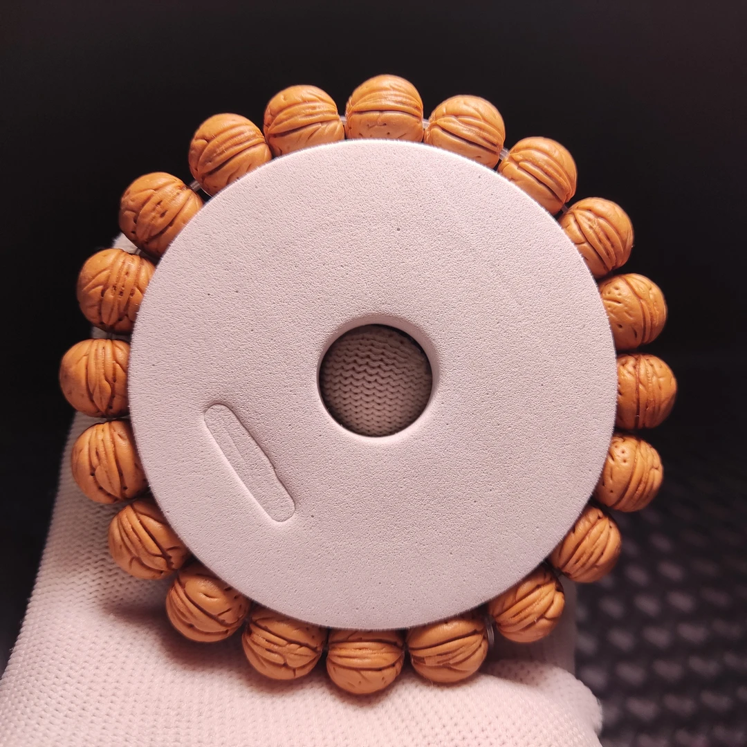 珍珠11MM 脑纹小金豆桃核手串文玩好物