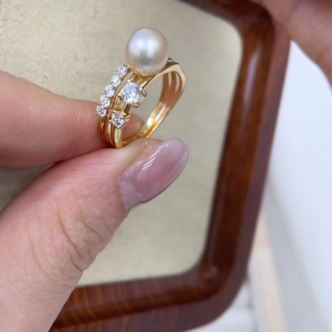 戒指银S925镶嵌海水珍珠