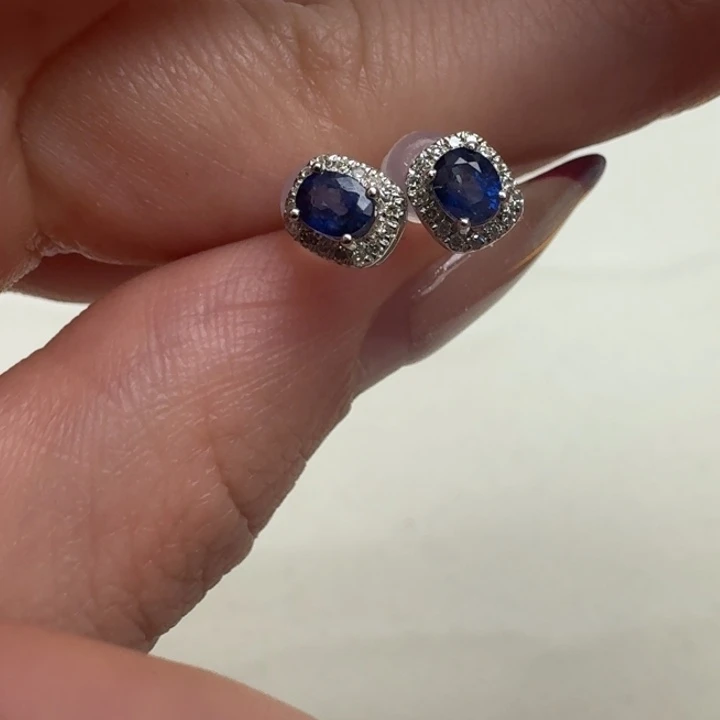 蓝宝石耳环18K金镶嵌