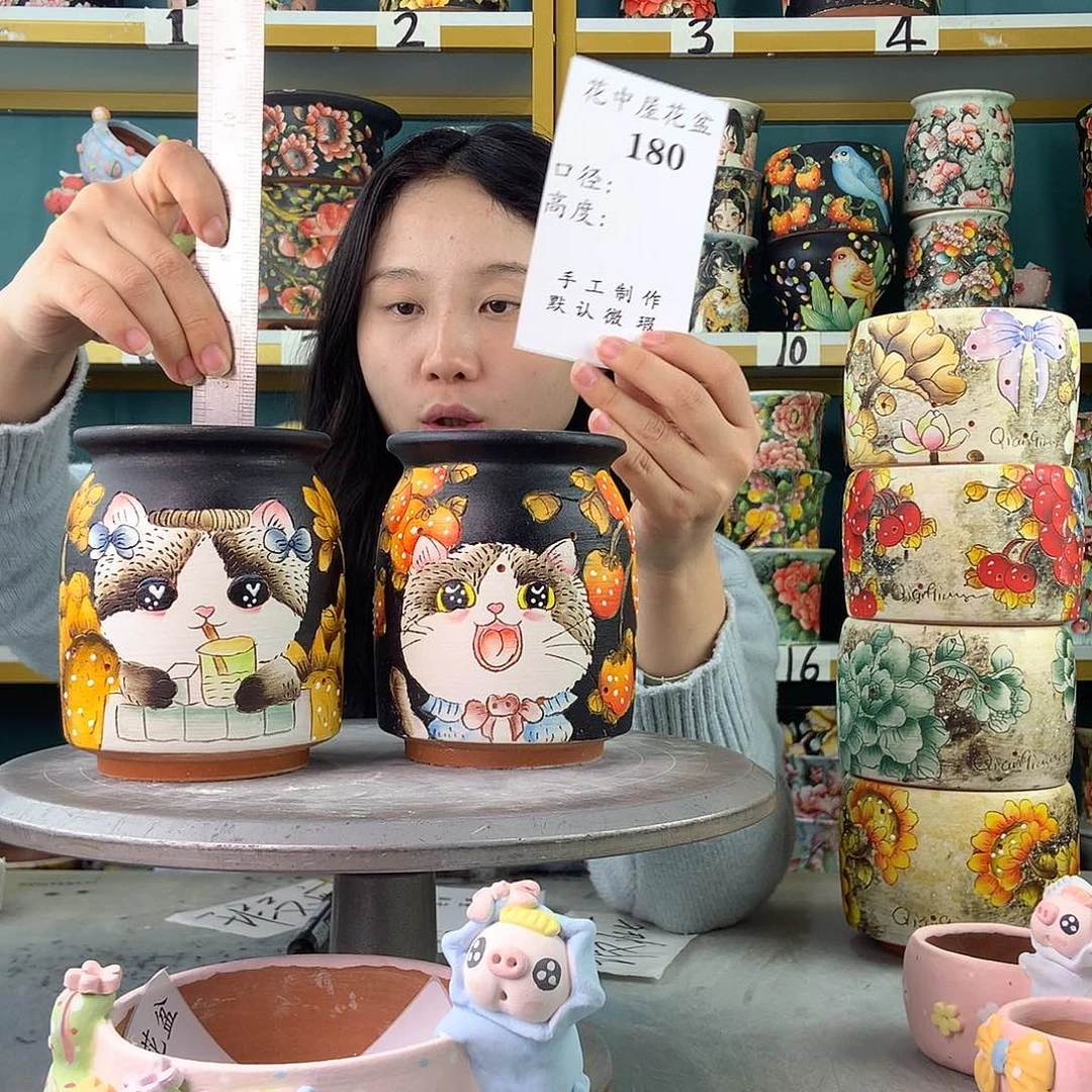 陶景德镇手工花盆180