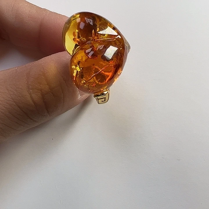 琥珀（花珀）银S925镶嵌戒指