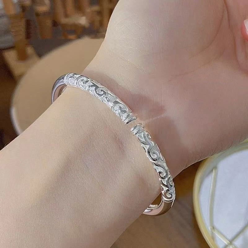 足银手镯  足银s9999 大圣归来如意金箍棒开口手镯