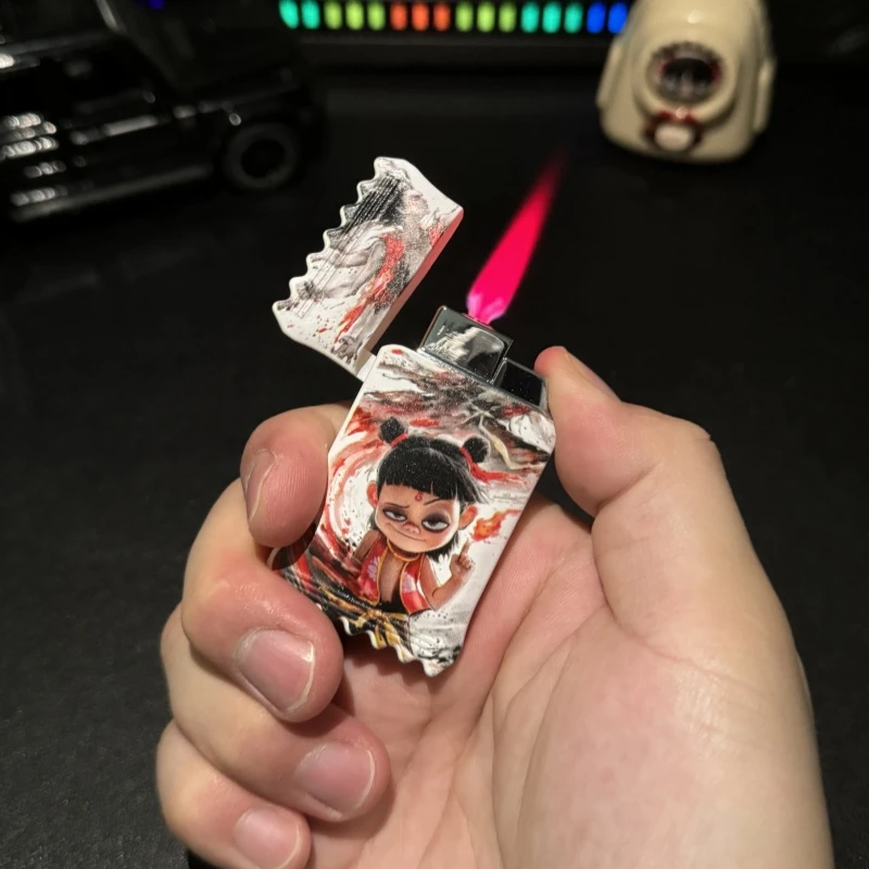 哪吒红色火焰复古个性防风打火机卡通创意便携送男友礼物