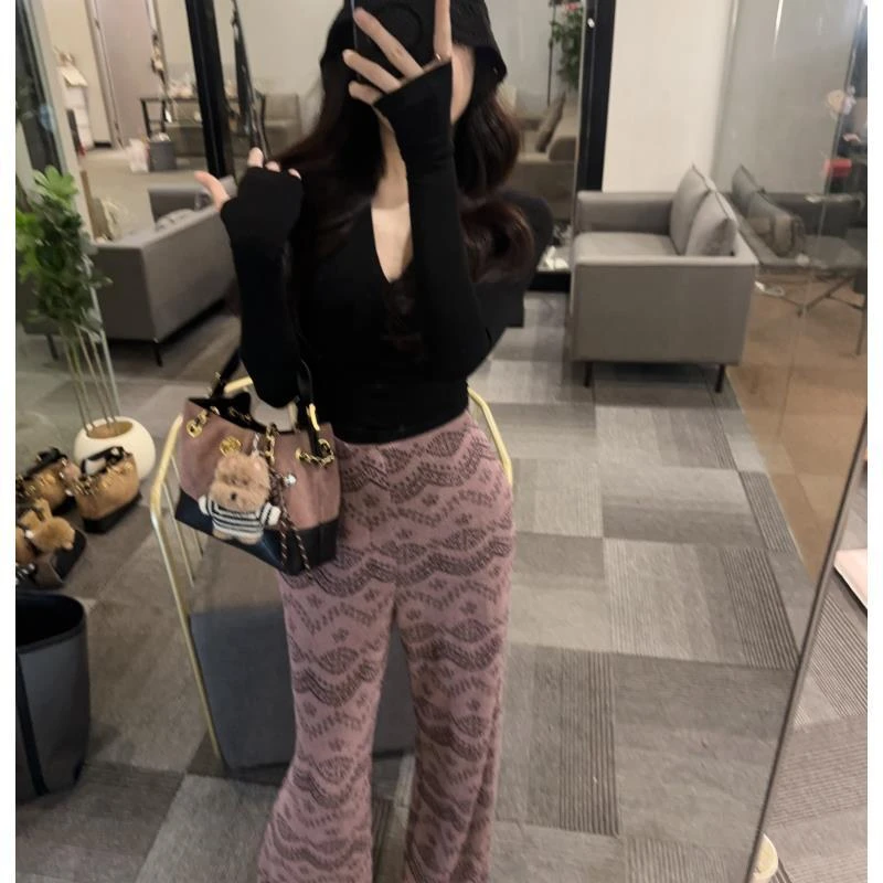 【OS&oneshow】早秋韩系时尚长袖显瘦上衣百搭阔腿裤休闲套装两件套