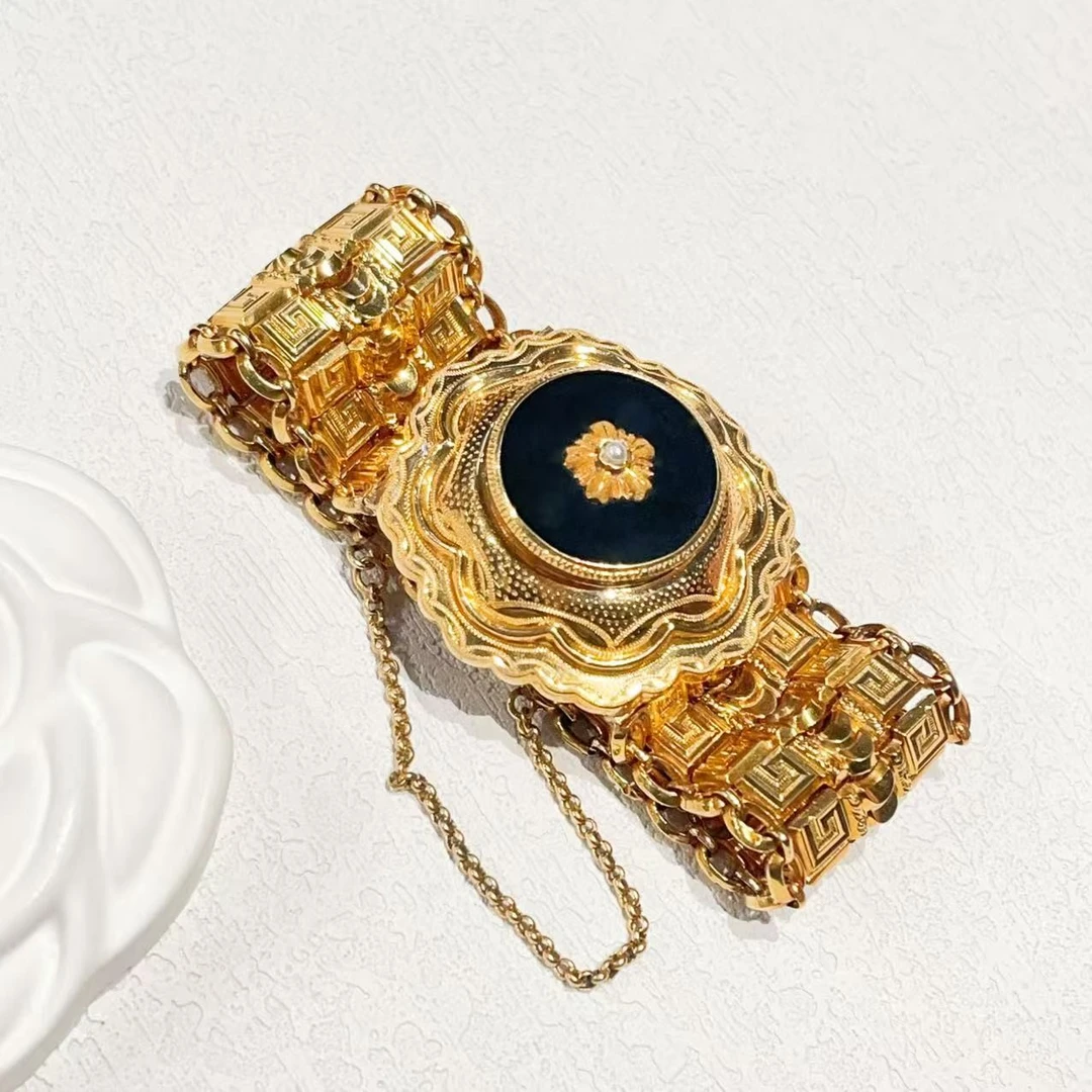 95新 玛雅中古 18K乔治时期中古素金手链/CJ4426