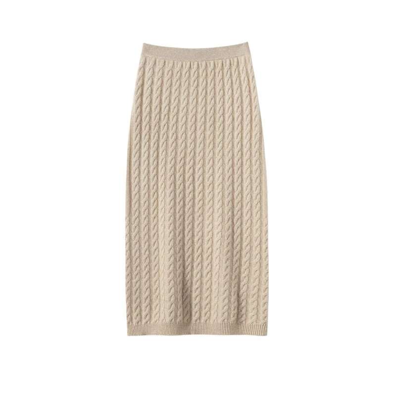 【100%纯山羊绒】冬季加厚绞花纯羊绒针织裙百搭减龄显瘦