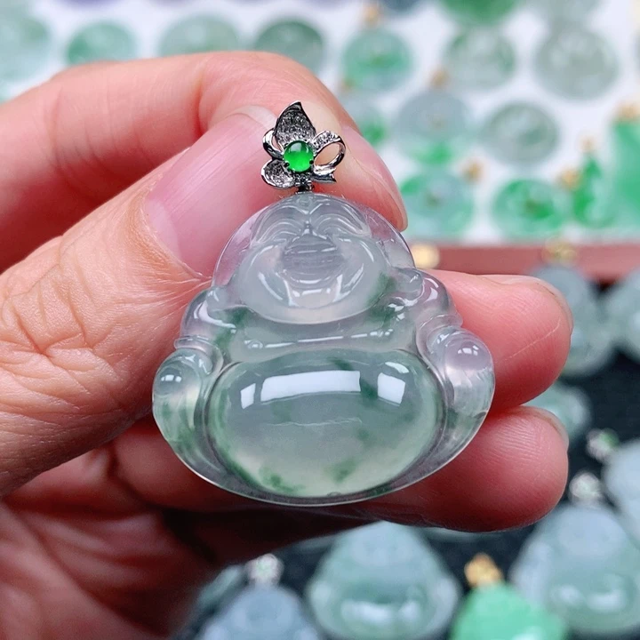 翡翠吊坠(不含链)18K金镶嵌