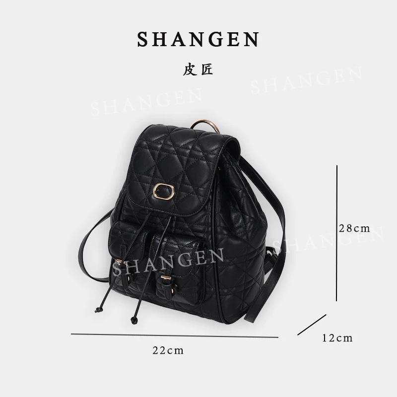 【云云甄选】GQ-8811-黑色-轻奢时尚女士新款百搭菱格双肩包