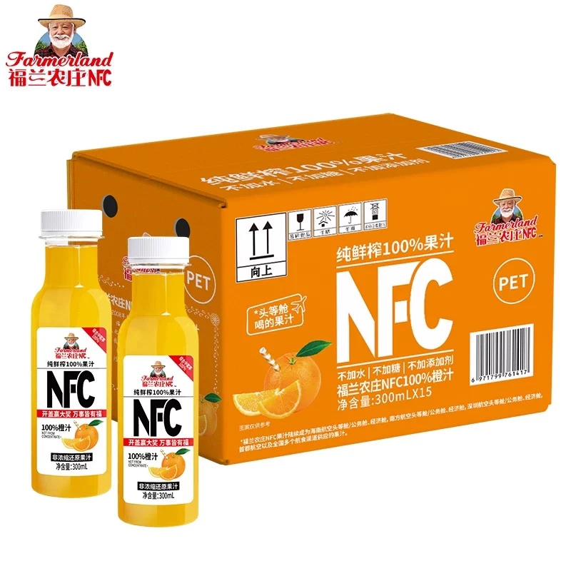 福兰农庄NFC纯果汁100%橙汁300ml0添加原汁饮品饮料