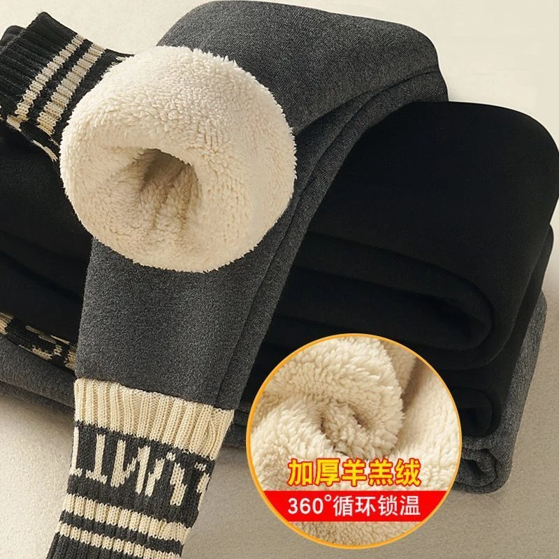 北方特厚男女童打底裤加绒加厚中大童外穿一体绒保暖裤羊羔绒裤子