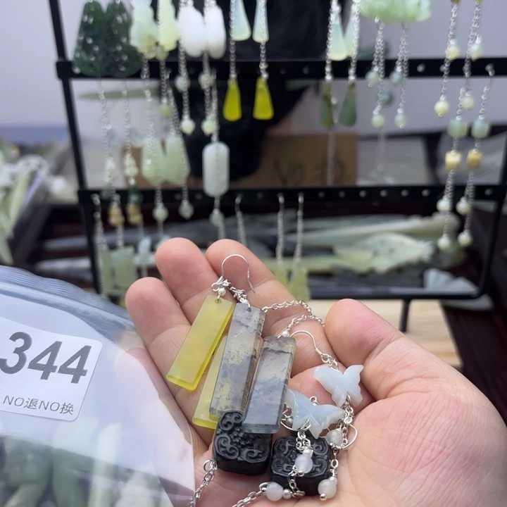 蛇纹石玉发饰合金滢*糖