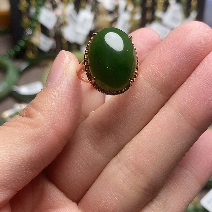 和田玉银S925镶嵌戒指