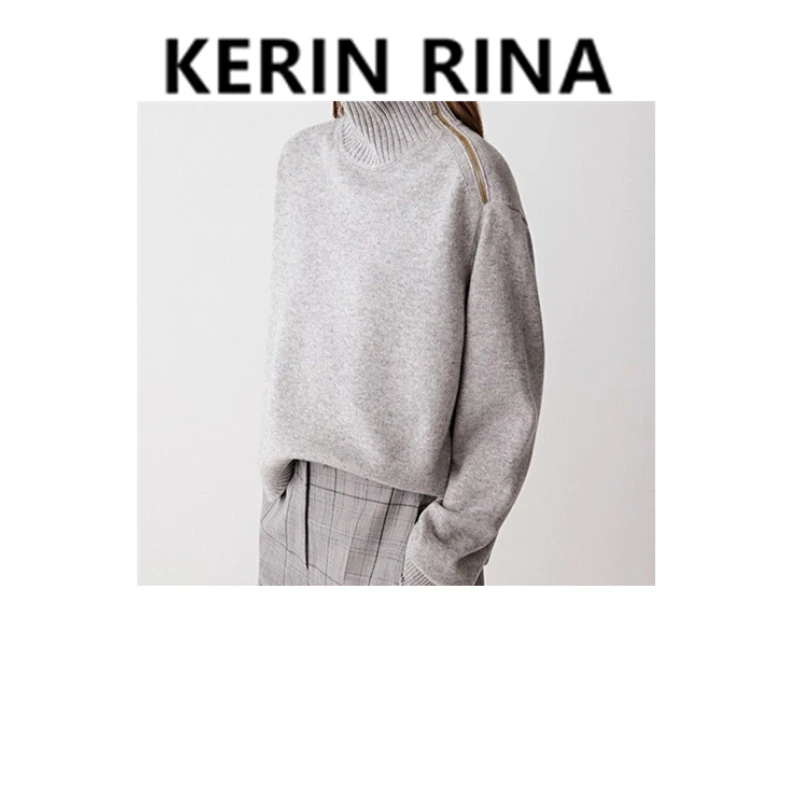 Kerin {玫霞俄}--新款套头高领侧拉链针织衫毛衣