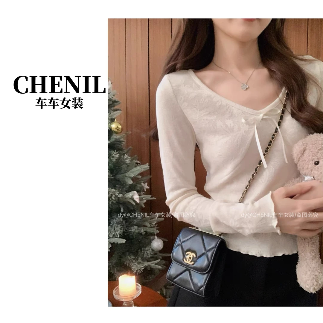 CHECHE【茶花打底】春季新款针织打底设计感自留款超好看时尚百搭