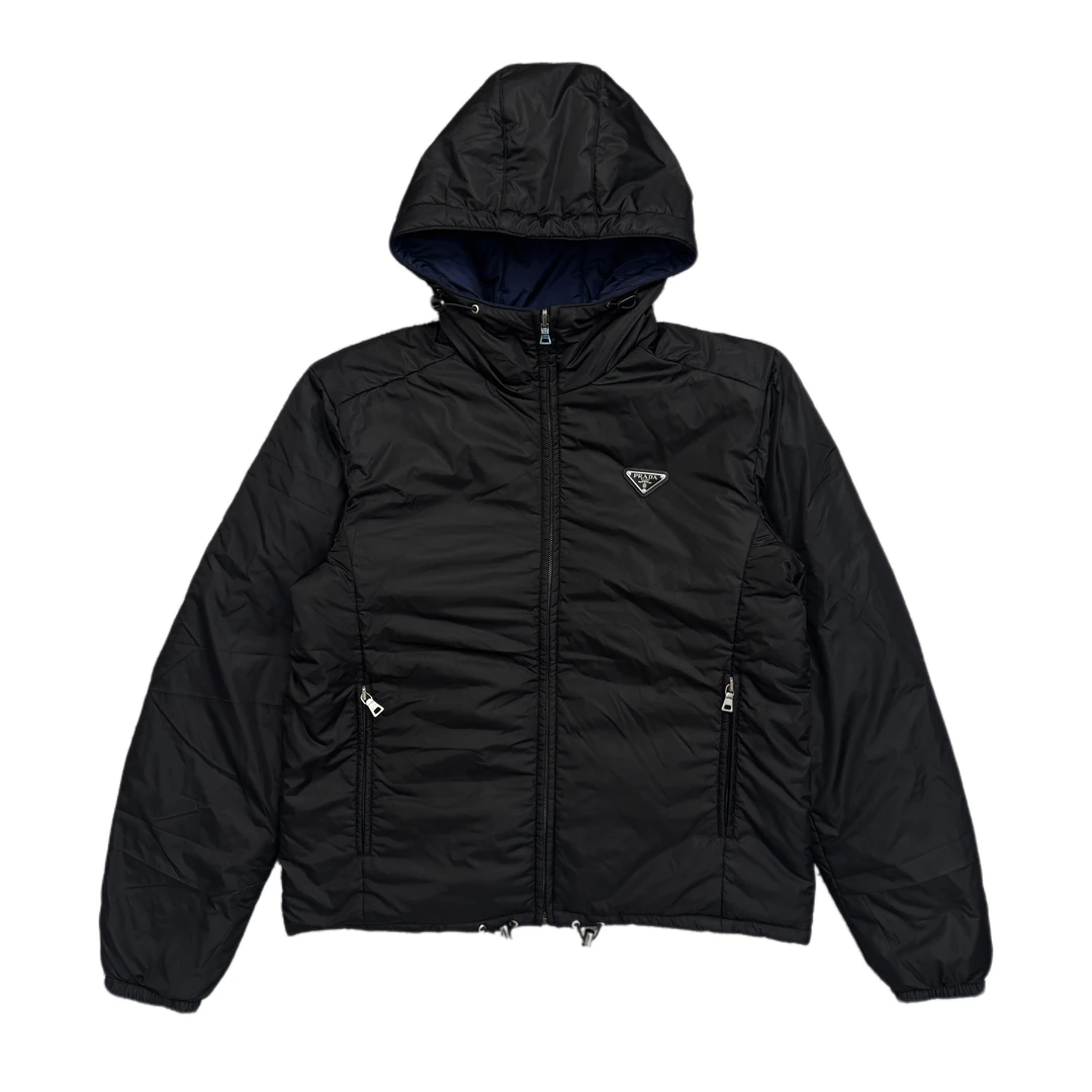 99新 Prada/普拉达 双面尼龙三角钢标拉链棉服外套48码
