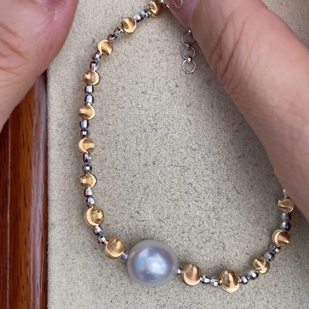 海水珍珠银S925镶嵌手绳