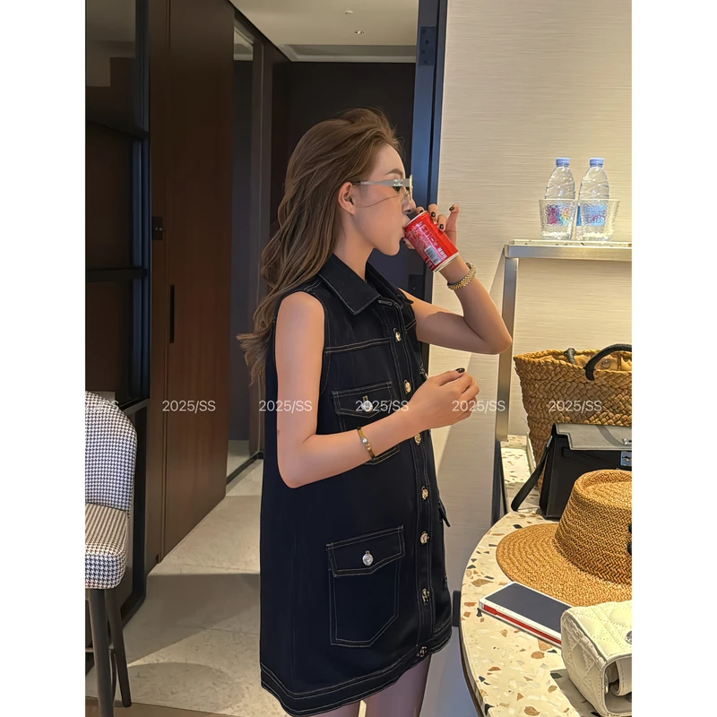 【娇娇私服定制】新款上新休闲无袖牛仔连衣裙（衣长75）31306#