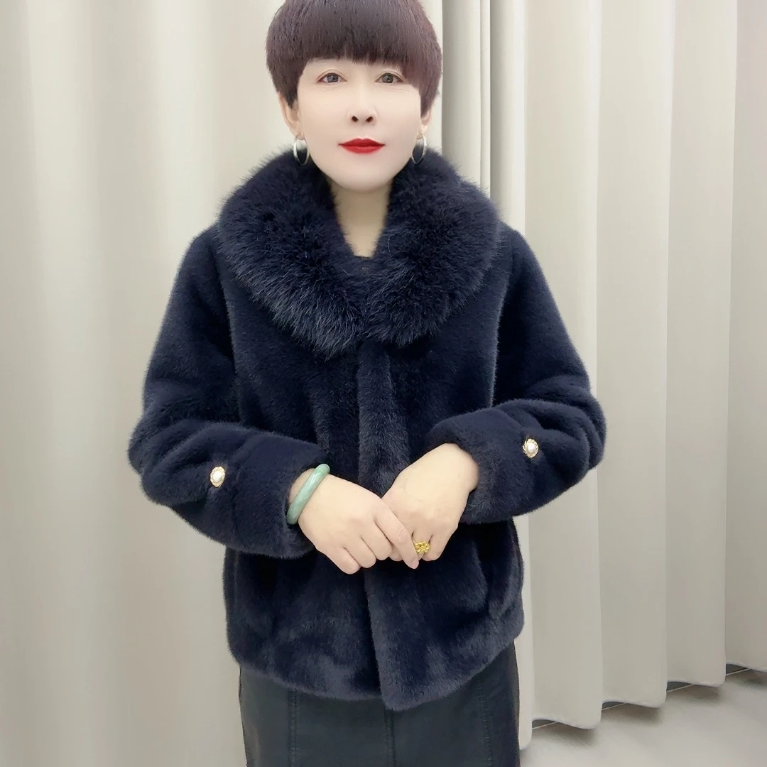 主播推荐新款毛领【60衣长】欧貂绒女士时尚保暖舒适女外套