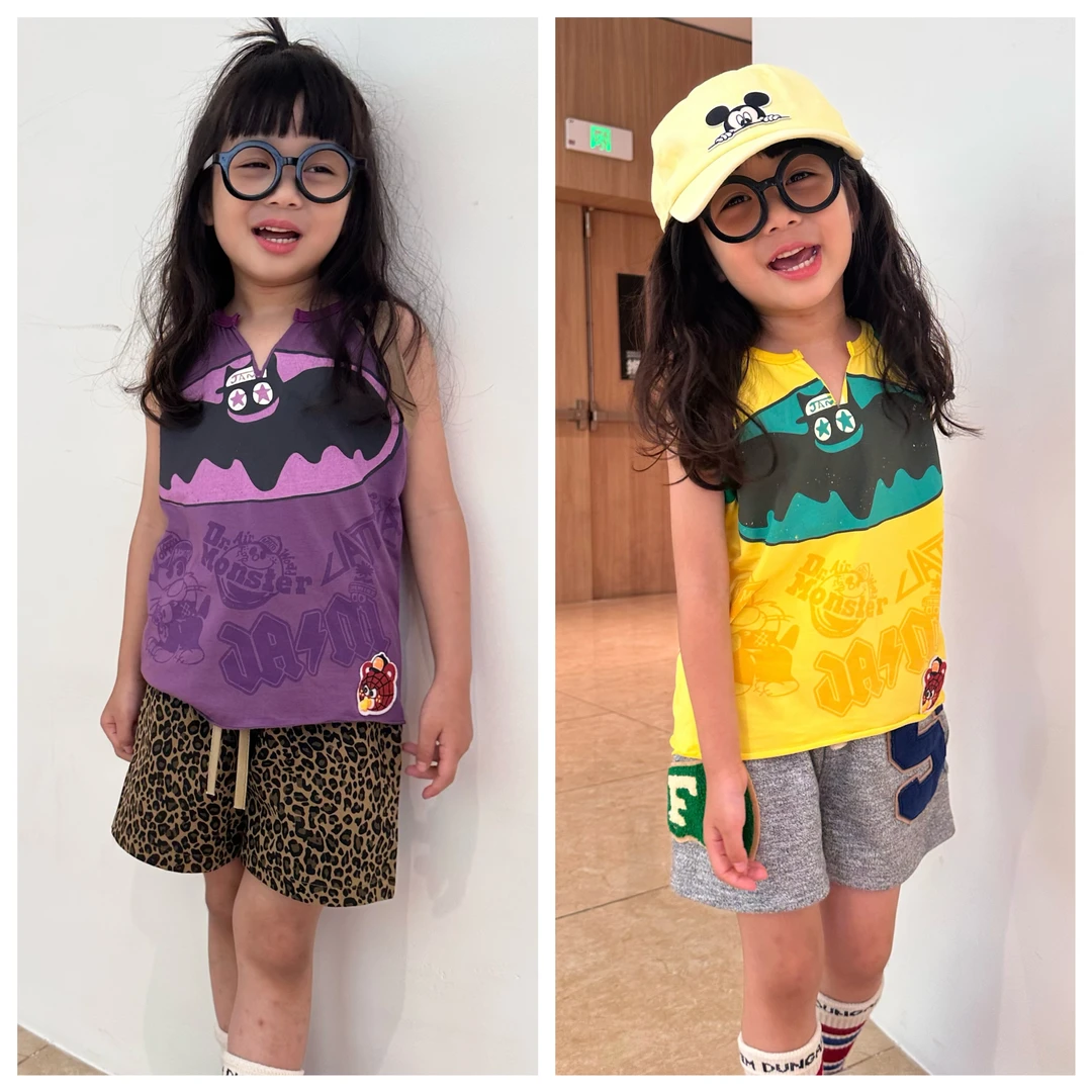 闲闲家 夏季jam童装日系男女宝宝剪边不规则背心儿童开领无袖上衣