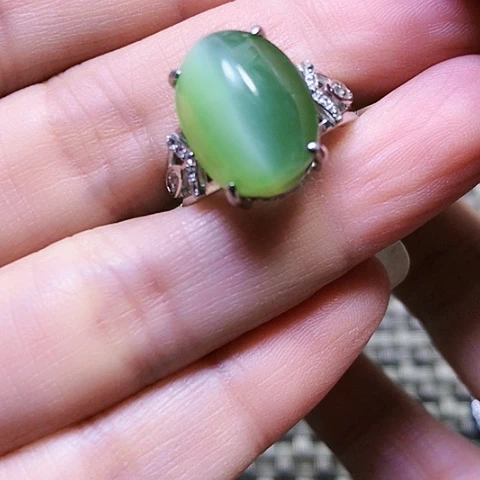 和田玉银S925镶嵌戒指