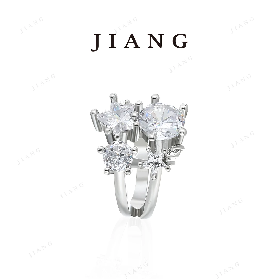 铜合金合成锆石耳饰 时尚轻奢精致星星气质百搭耳骨夹 A046