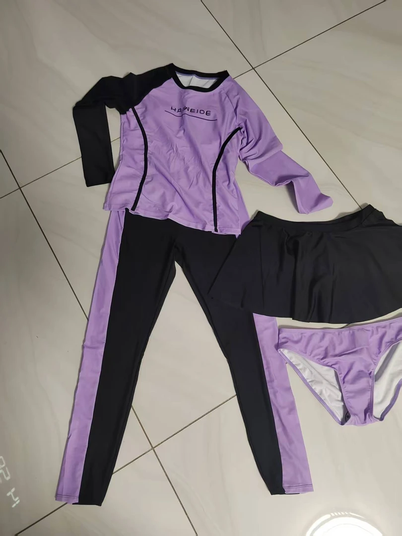 女士分体长袖长裤防晒显瘦温泉泳装水母衣冲浪潜水服